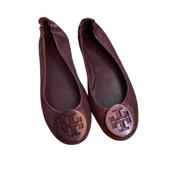 Tory Ballerina Flats Maroon Burgundy Casual Leather US 6.5 M Slip-on Boho - Picture 7 of 11